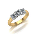 Princess Cut Trilogy 3 stone 4 Claw Set Centre Stone Bezel Set Side Stones In 18K Yellow And White Gold - DG & Co. Jewellery