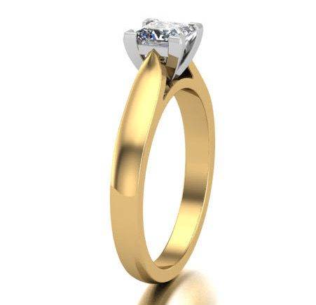 1.00CT Solitaire Princess Cut Diamond Engagement Ring V Claw Setting in 18K Yellow And White Gold - DG & Co. Jewellery