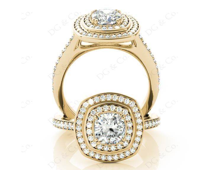 Double Halo Diamond Engagement Ring Round Cut with Claw Set Centre Sto ...
