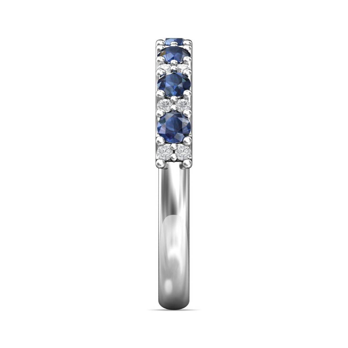 Blue Sapphire and Diamond Semi Eternity Classic Wedding Ring Set in 18K White Gold - DG & Co. Jewellery