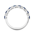 Blue Sapphire Diamond Semi Eternity Classic Wedding Ring Share Claw Setting Set in 18K White Gold - DG & Co. Jewellery