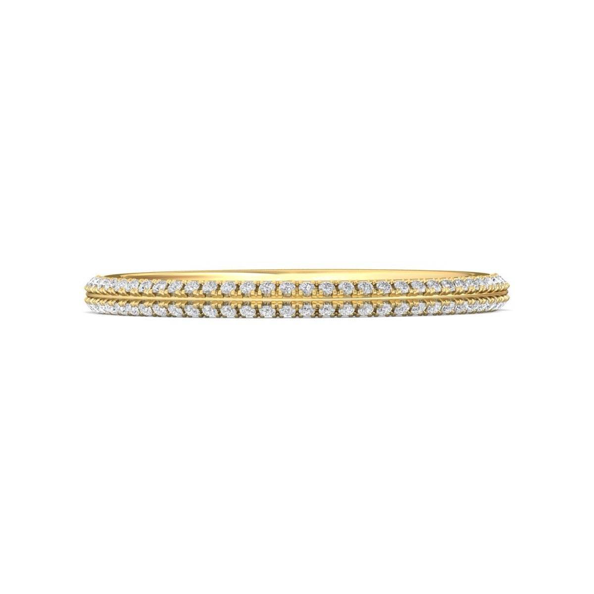 Knife Edge Two Rows Diamond Wedding Ring Half Way Pave Setting In 18K Yellow Gold - DG & Co. Jewellery