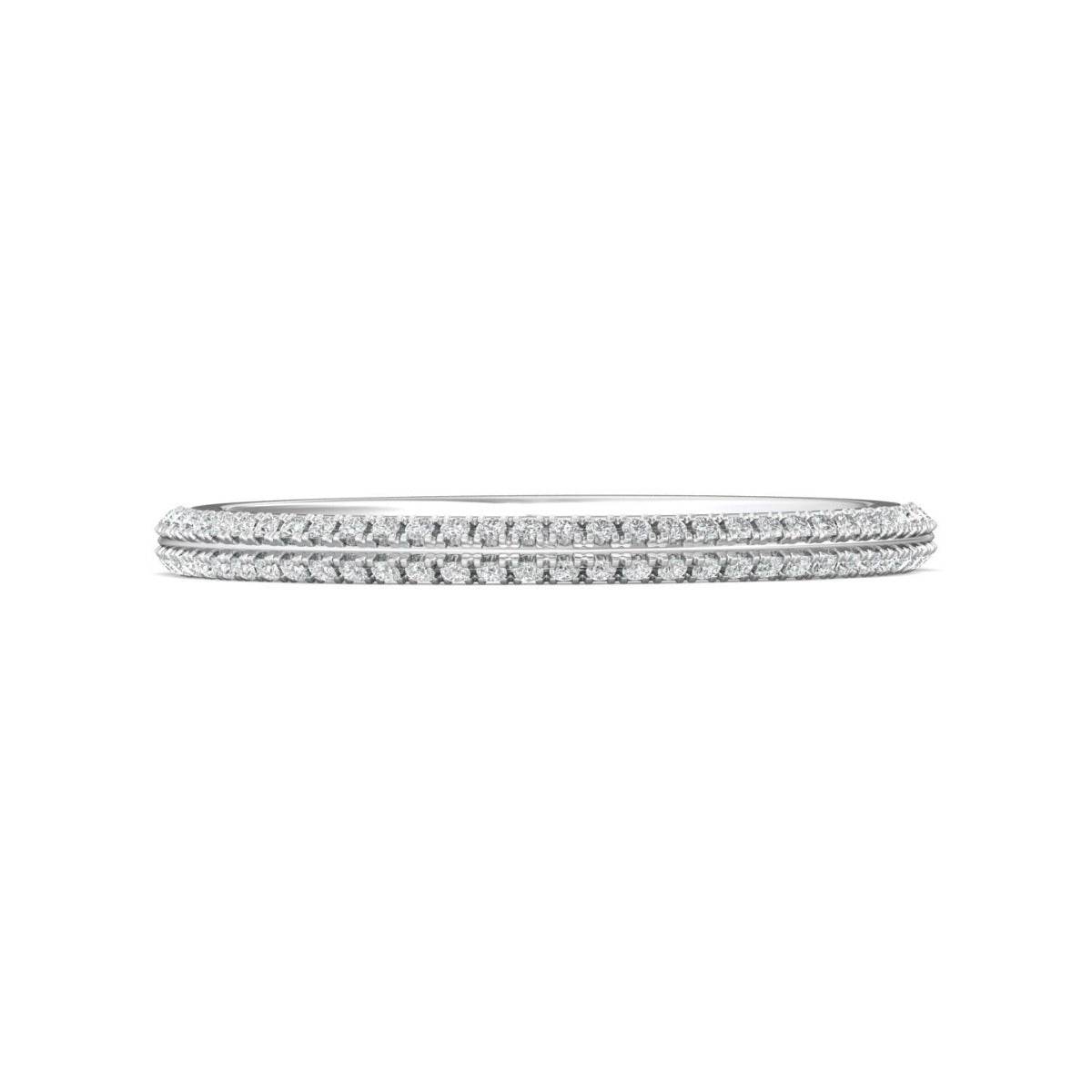 Knife Edge Pave Diamond Brilliant Round Cut Half Eternity Wedding Band In 18K White Gold - DG & Co. Jewellery