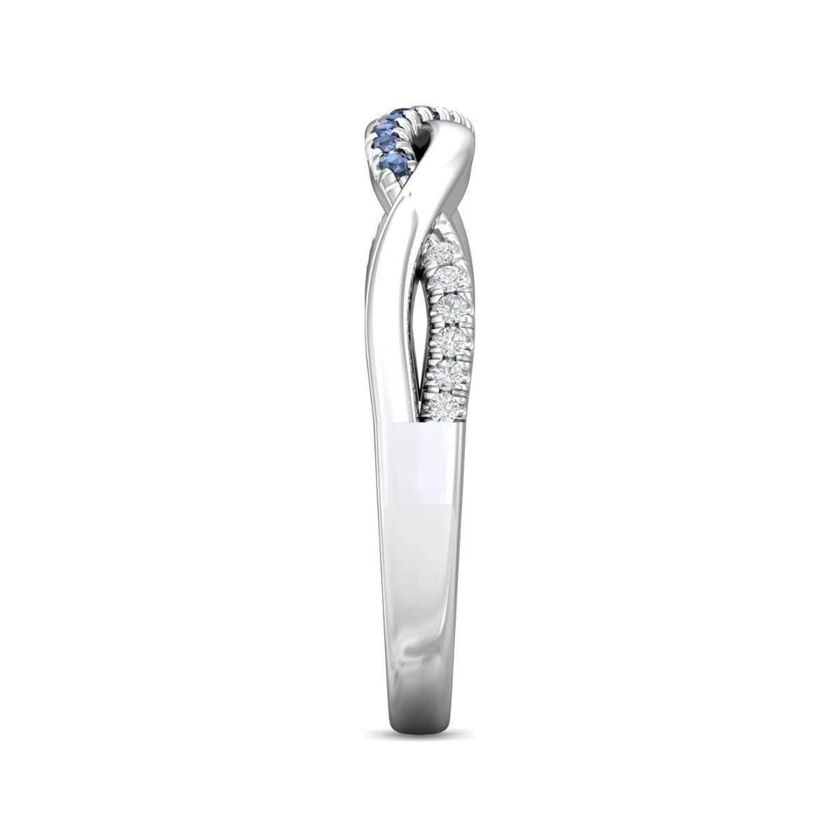 Sapphire And Diamond Twist Ring Half Way Setting In 18K White Gold - DG & Co. Jewellery