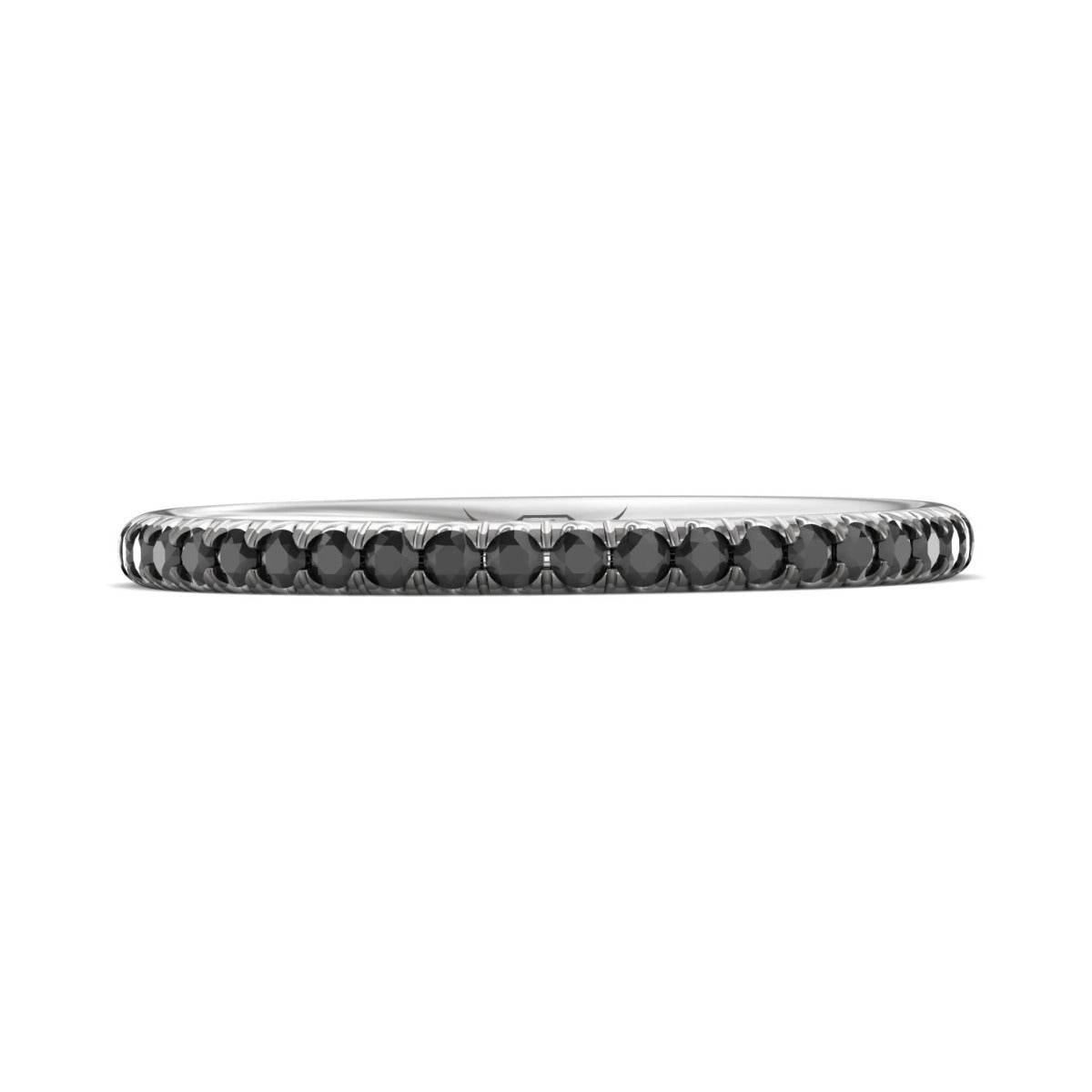 Black Diamond Wedding Band Micro Pave Half Way Setting In 18K White Gold - DG & Co. Jewellery