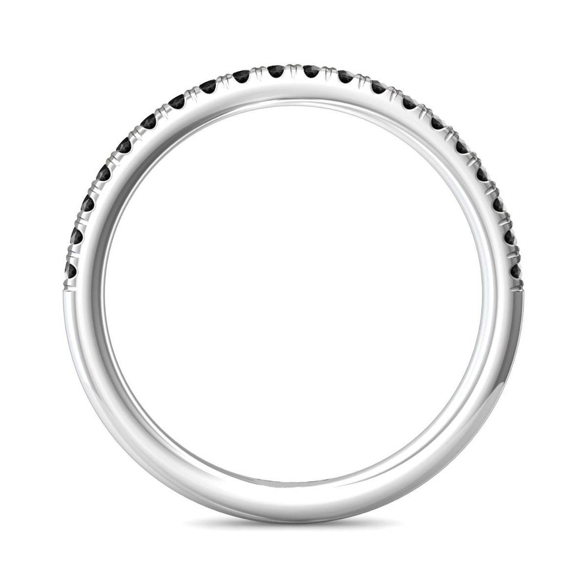 Black Diamond Wedding Band Micro Pave Half Way Setting In 18K White Gold - DG & Co. Jewellery