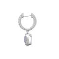 Hoop Sapphire Diamond Earring Cushion Cut Bezel Setting Centre Stone Pave Setting Side Stone in 18K White Gold - DG & Co. Jewellery