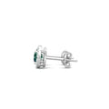Emerald Halo Stud Diamond Earring Round Cut Centre 4 Claw Setting In 18K White Gold - DG & Co. Jewellery