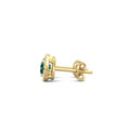 Emerald Stud Halo Diamond Earring Pave Setting In 18K Yellow Gold - DG & Co. Jewellery