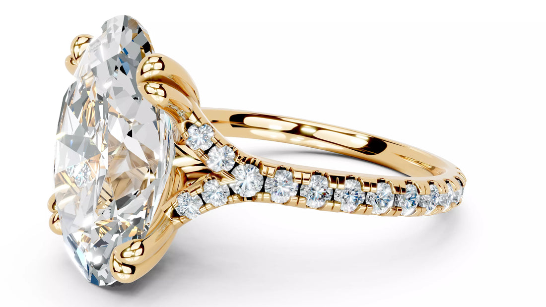 Becki Oval Cut 4.00CT Double Band 18K Yellow Gold Lab Grown Diamond Engagement Ring