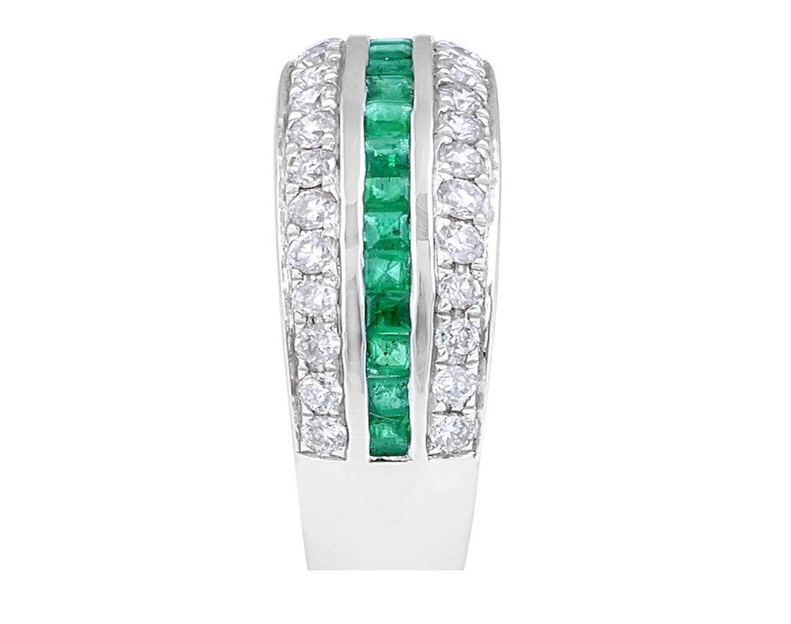Emerald Diamond Wedding Band in 18 Karat White Gold - DG & Co. Jewellery