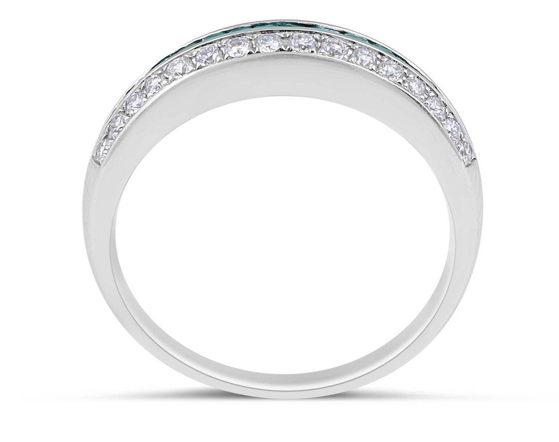 Emerald Diamond Wedding Band in 18 Karat White Gold - DG & Co. Jewellery