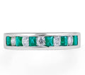 Princess Cut Emerald Diamond Band Channel Setting In 18K White Gold - DG & Co. Jewellery