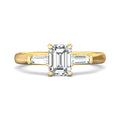 Emerald Cut 3 Stones Diamond Engagement Ring Tapered Baguette Side Stones - 18K Yellow - DG & Co. Jewellery
