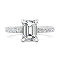Emerald Cut Hidden Halo Diamond Engagement Ring Four Claw Setting Centre Stone Pave Setting Side Stone - Platinum - DG & Co. Jewellery