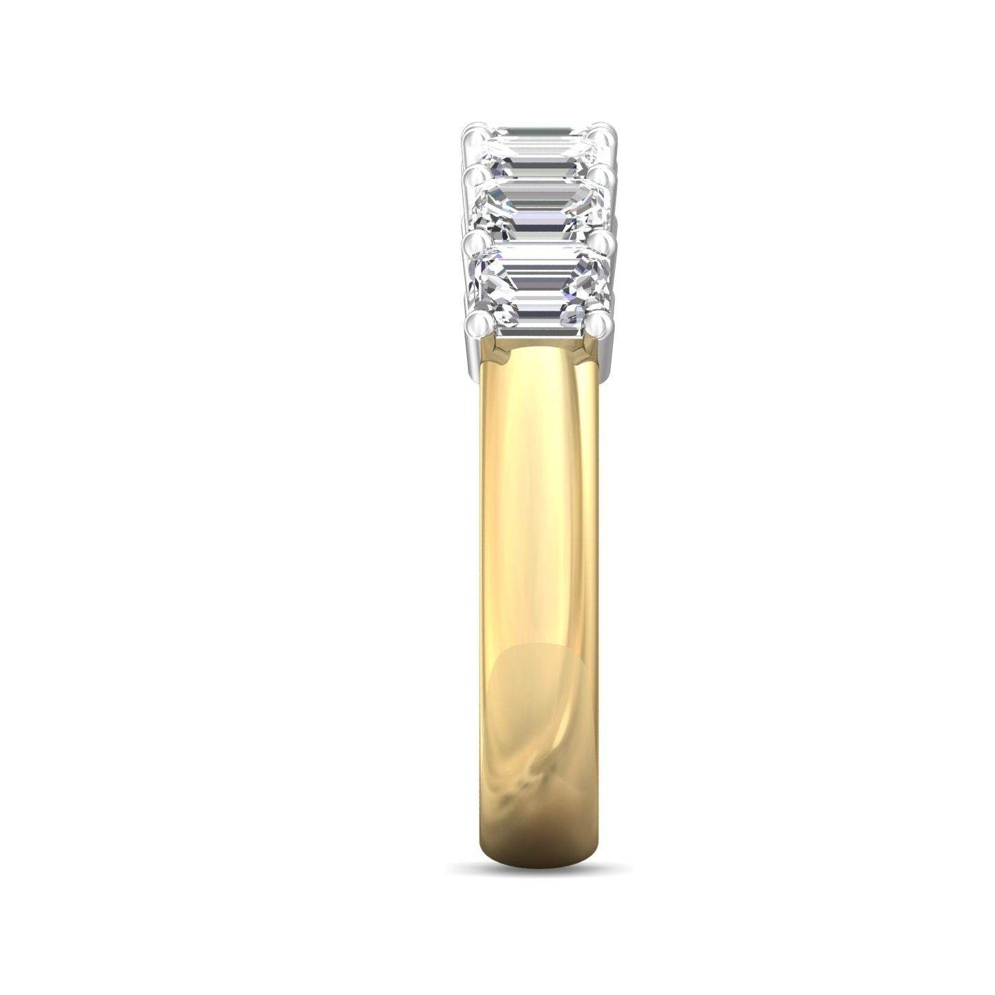 7 Stones Emerald Cut Anniversary Diamond Wedding Band 4 Claw Setting - 18K Yellow - DG & Co. Jewellery