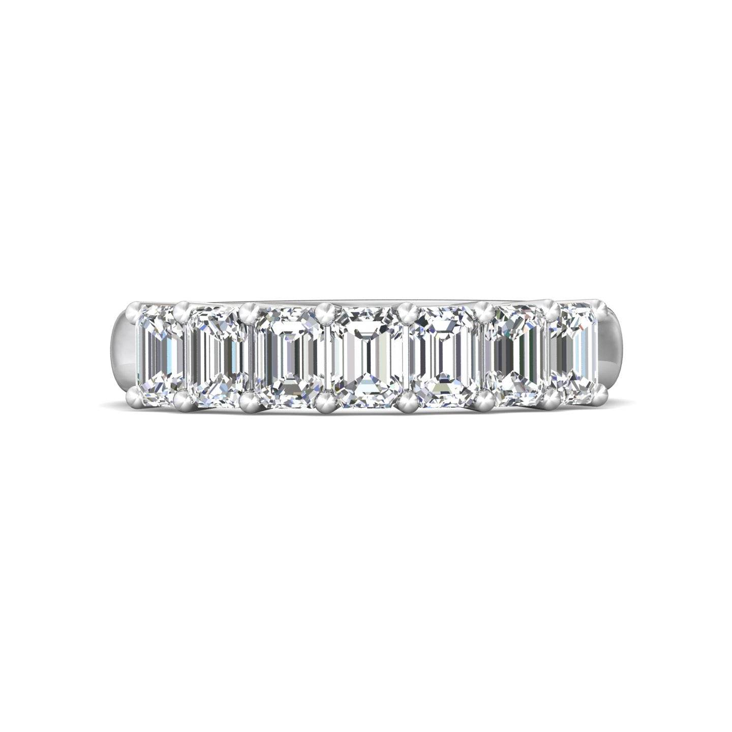 7 Stones Emerald Cut Anniversary Diamond Wedding Band 4 Claw Setting - 18K White - DG & Co. Jewellery