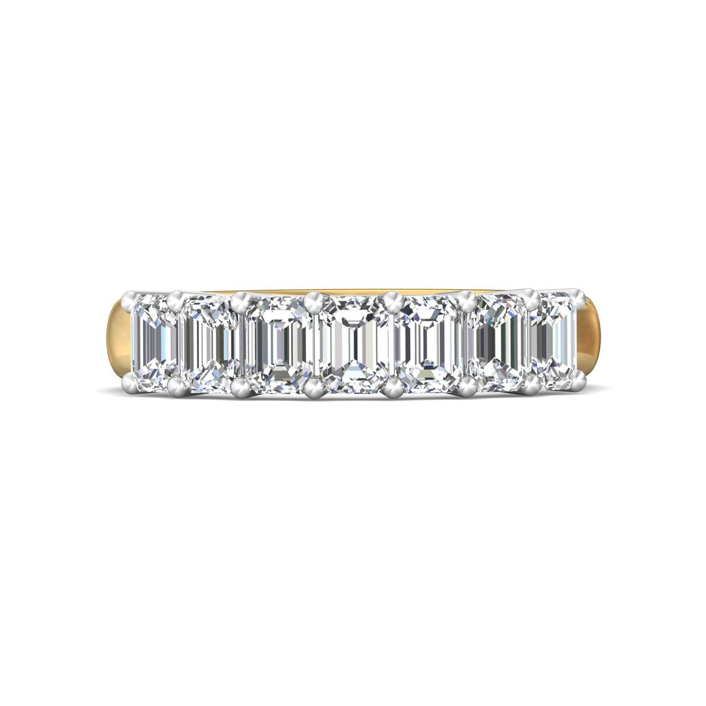 7 Stones Emerald Cut Anniversary Diamond Wedding Band 4 Claw Setting - 18K Yellow - DG & Co. Jewellery