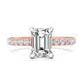 Ladies Two-Tone Hidden Halo Emerald Cut Diamond Engagement Ring Pave Setting Side Stones - 18K Rose - DG & Co. Jewellery