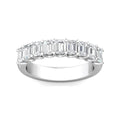 Nine Stone Emerald Cut Diamond Anniversary Wedding Band U Claw Setting In 18K White Gold - DG & Co. Jewellery