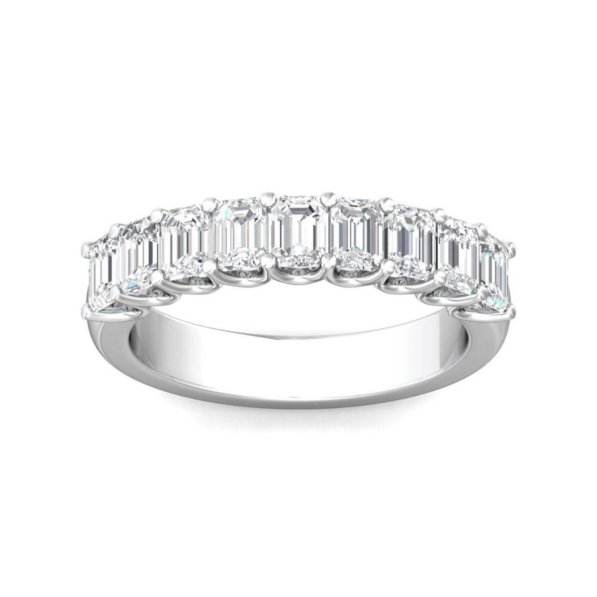 Nine Stone Emerald Cut Diamond Anniversary Wedding Band U Claw Setting In 18K White Gold - DG & Co. Jewellery
