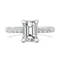 Ladies Two-Tone Hidden Halo Emerald Cut Diamond Engagement Ring 4 Claw Setting Centre Stone Pave Setting Side Stones - Platinum - DG & Co. Jewellery