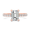 Ladies Two-Tone Hidden Halo Emerald Cut Diamond Engagement Ring Pave Setting Side Stones - 18K Rose - DG & Co. Jewellery