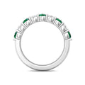 Emerald And Diamond Wedding Ring Share Claw Setting In 18K White Gold - DG & Co. Jewellery