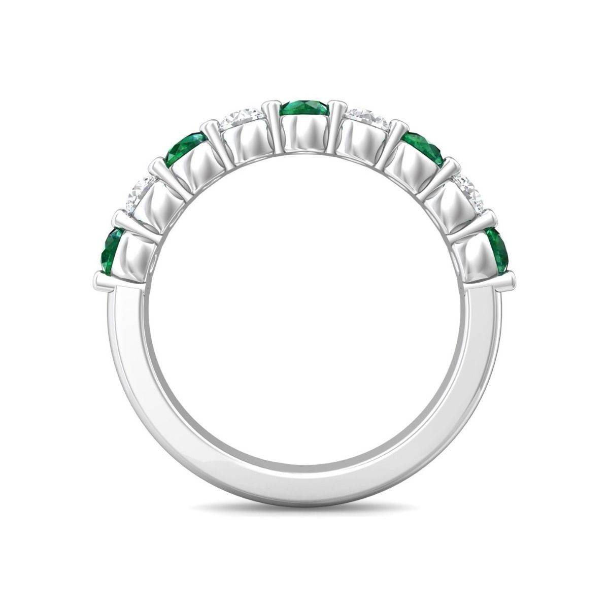 Emerald And Diamond Wedding Ring Share Claw Setting In 18K White Gold - DG & Co. Jewellery