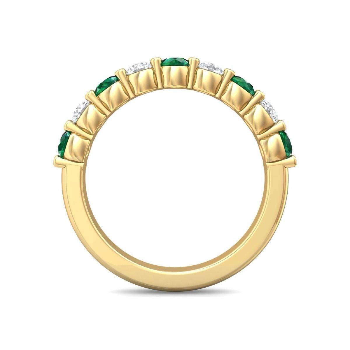 Diamond Emerald Women's Wedding Ring Share Prong Setting In 18K Yellow Gold - DG & Co. Jewellery