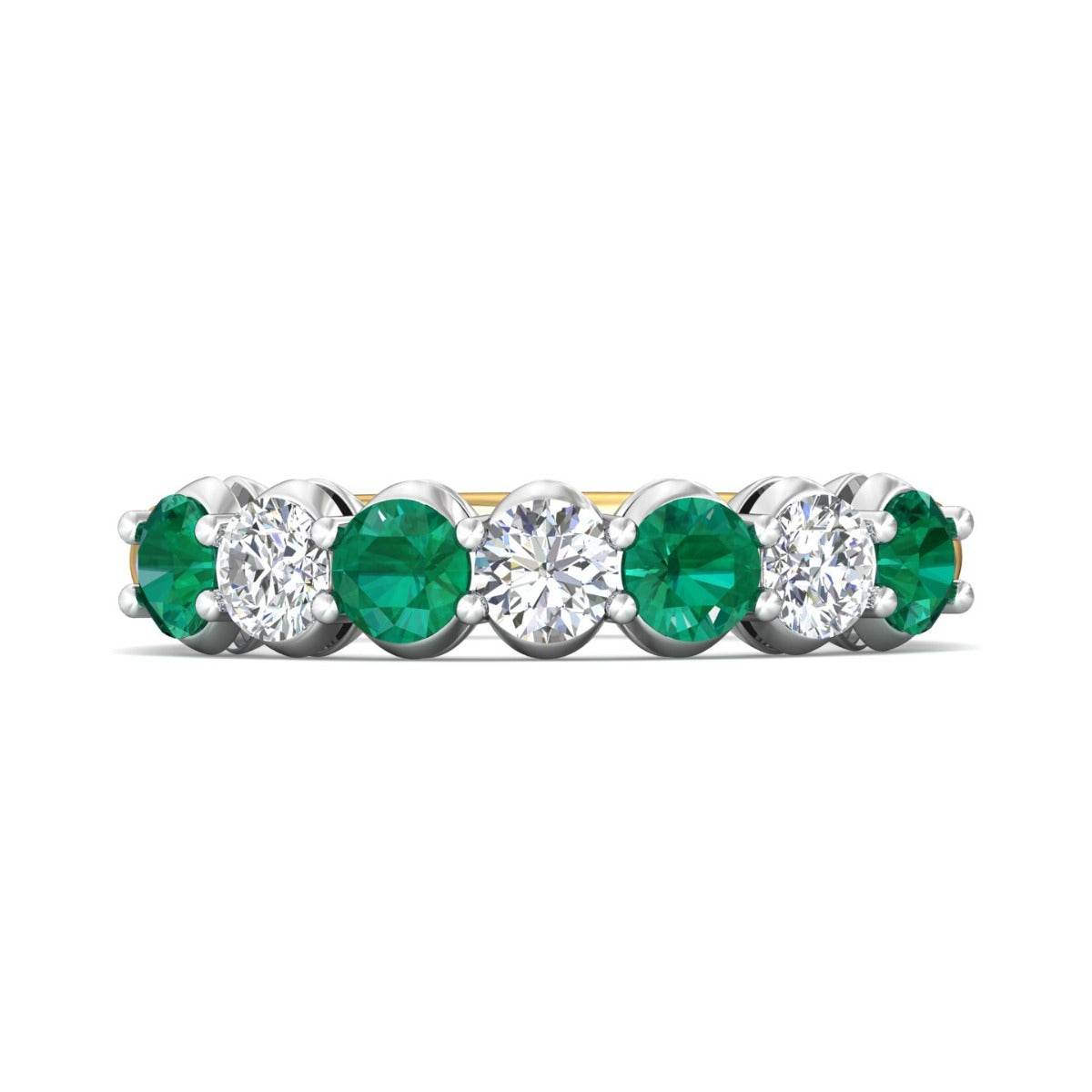 Four Stone Emerald Diamond Women's Wedding Ring Share Prong Setting In 18K White and Yellow Gold - DG & Co. Jewellery