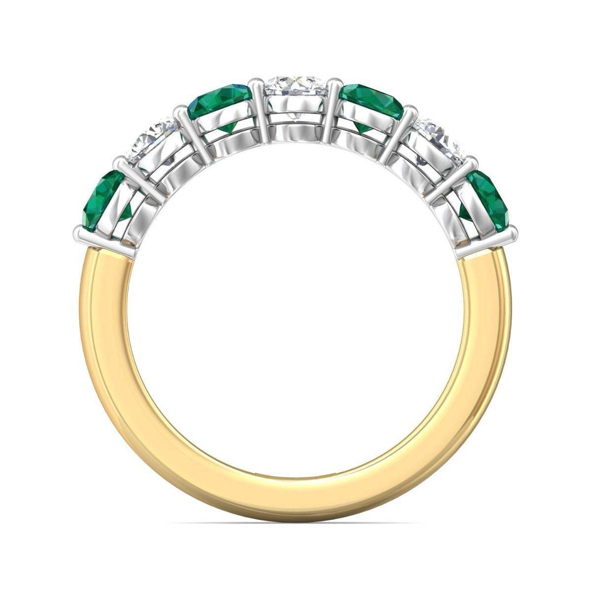 Four Stone Emerald Diamond Women's Wedding Ring Share Prong Setting In 18K White and Yellow Gold - DG & Co. Jewellery