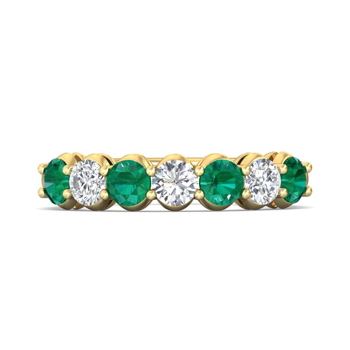 Eternity Emerald And Diamond Wedding Ring Share Prong Setting In 18K Yellow Gold - DG & Co. Jewellery