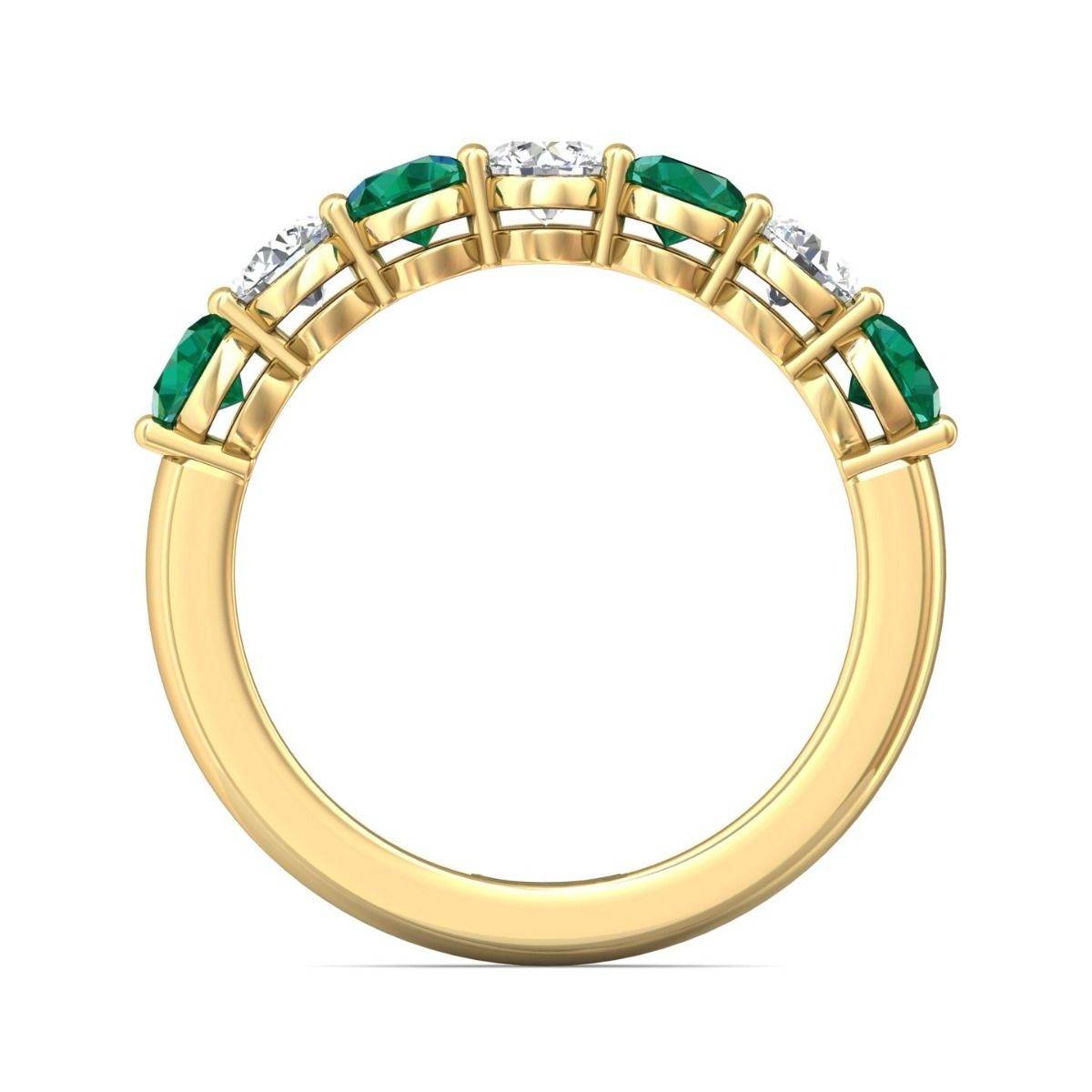 Eternity Emerald And Diamond Wedding Ring Share Prong Setting In 18K Yellow Gold - DG & Co. Jewellery