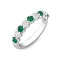 Emerald And Diamond Wedding Ring Share Claw Setting In 18K White Gold - DG & Co. Jewellery