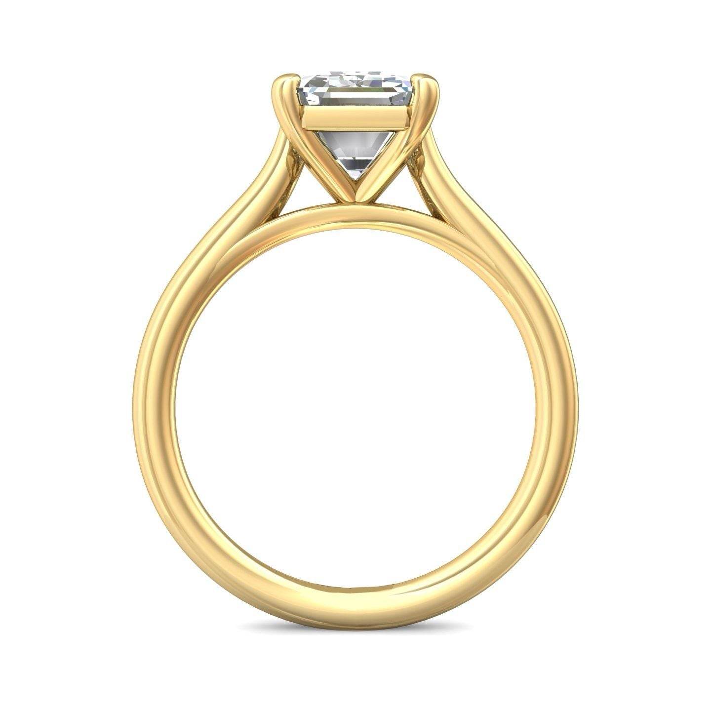 Emerald Cut Solitaire Diamond Engagement Ring With a Tapered Plain Band - 18K Yellow - DG & Co. Jewellery