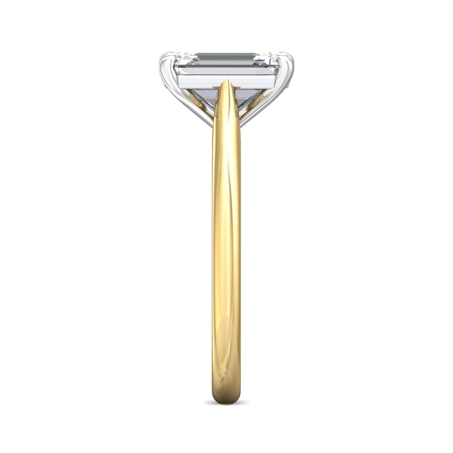 Emerald Cut Solitaire Diamond Engagement Ring With a Tapered Plain Band - 18K Yellow - DG & Co. Jewellery