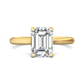 Emerald Cut Solitaire Diamond Engagement Ring With a Tapered Plain Band - 18K Yellow - DG & Co. Jewellery