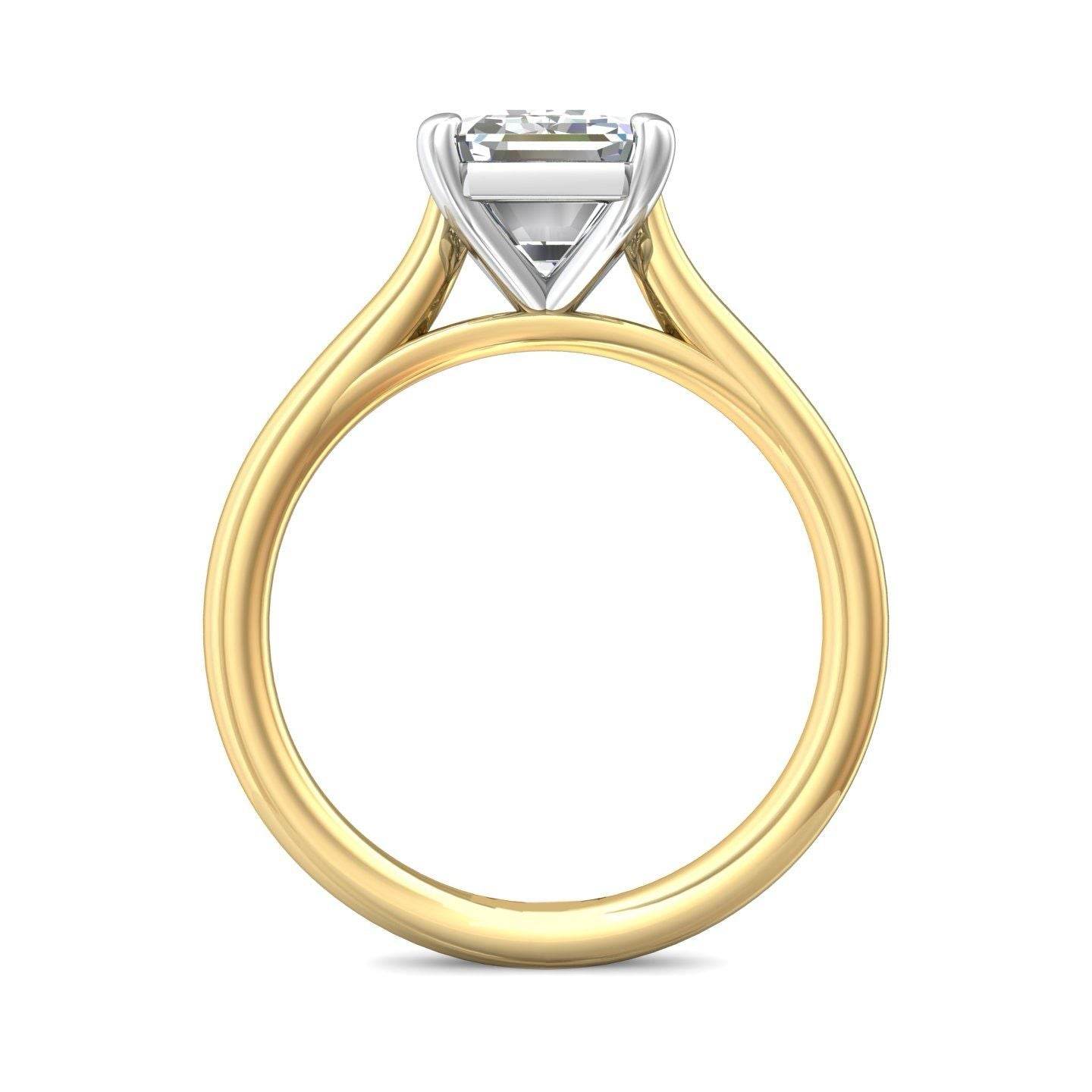 Emerald Cut Solitaire Diamond Engagement Ring With a Tapered Plain Band - 18K Yellow - DG & Co. Jewellery
