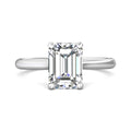 Emerald Cut Solitaire Diamond Engagement Ring With a Tapered Plain Band - Platinum - DG & Co. Jewellery