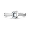 Emerald cut Solitaire 4 Claw Diamond Engagement Ring In a Plain Band - Platinum - DG & Co. Jewellery