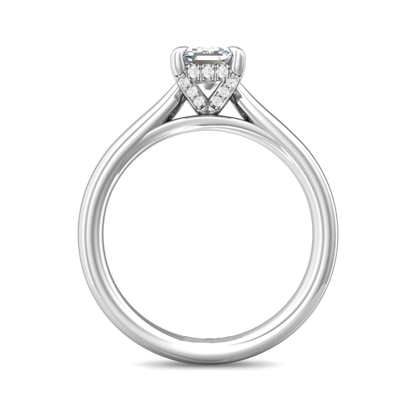 Emerald cut Solitaire 4 Claw Diamond Engagement Ring In a Plain Band - Platinum - DG & Co. Jewellery