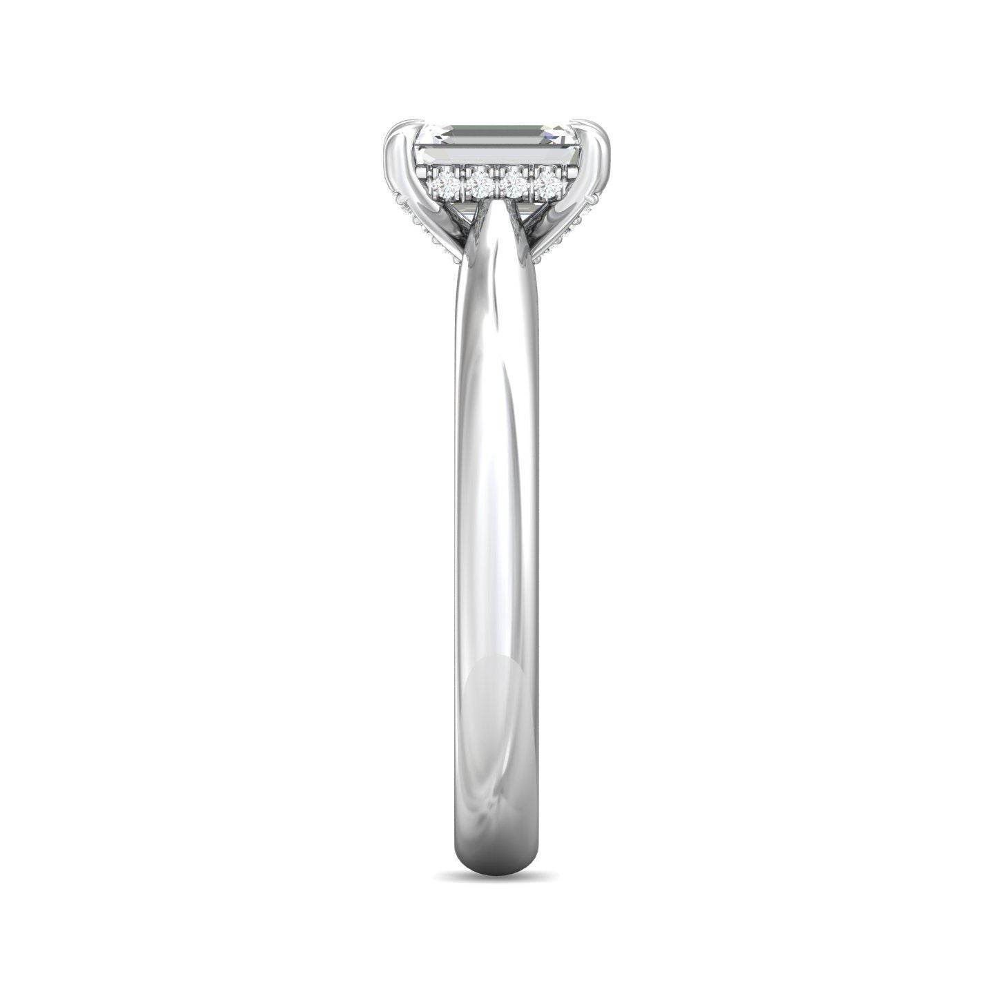 Emerald cut Solitaire 4 Claw Diamond Engagement Ring In a Plain Band - Platinum - DG & Co. Jewellery