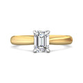 Emerald cut Solitaire 4 Claw Diamond Engagement Ring In a Plain Band - 18K Yellow - DG & Co. Jewellery