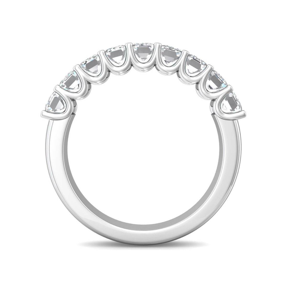 Nine Stone Emerald Cut Diamond Anniversary Wedding Band U Claw Setting In 18K White Gold - DG & Co. Jewellery