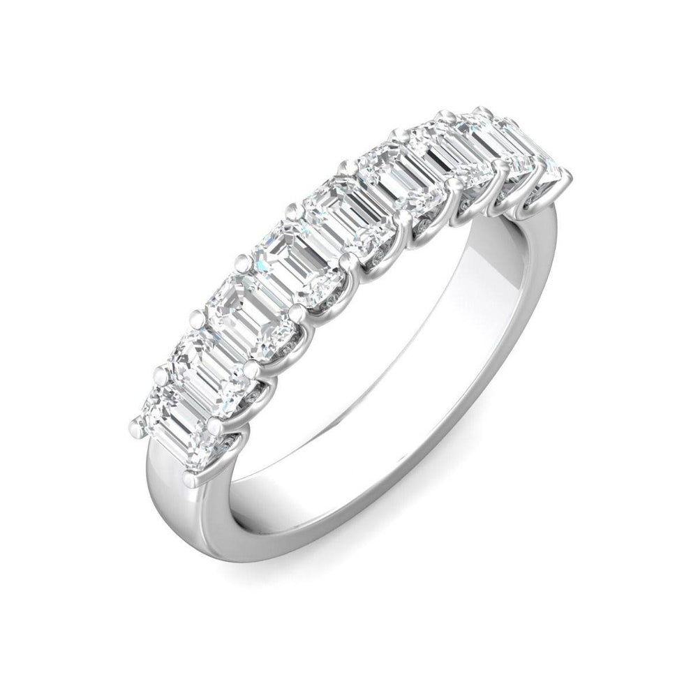 Nine Stone Emerald Cut Diamond Anniversary And Wedding Band U Claw ...