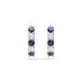 Diamond Sapphire Hoop Earrings Share Claw Setting In 18K White Gold - DG & Co. Jewellery