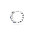 Diamond Sapphire Hoop Earrings Share Claw Setting In 18K White Gold - DG & Co. Jewellery