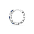 18K White Gold Alternating Sapphire Diamond Hoop Earrings Share Claw Setting - DG & Co. Jewellery