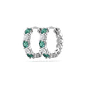Hoop Emerald Diamond Earring Share Claw Setting In 18K White Gold - DG & Co. Jewellery